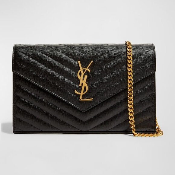 Saint Laurent Cassandre Matelassé Wallet on Chain - YSL Monogram Wallet - Picture 1 of 10